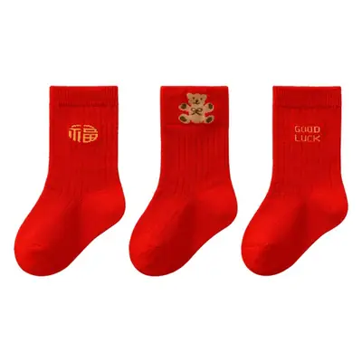New Year Red Cotton Baby Socks for Boys Girls