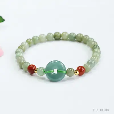 Guan Yu Natural Jade Bracelet Blue Horizontal Peace Buckle
