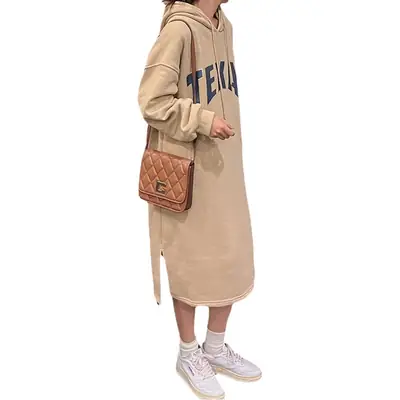 Texas Print Hoodie Dress Plus Size Fleece Lined