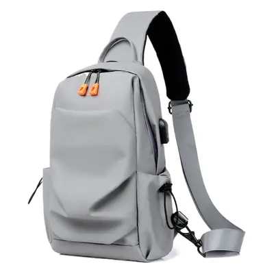 Men's Grey Shoulder Messenger Bag with Adjustable Strap