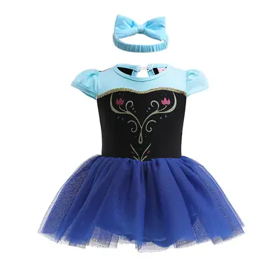 Princess Style Blue Black Skirted Dress for Baby