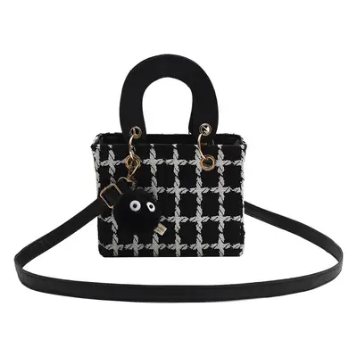 Wool Plaid Shoulder Bag Black 2022