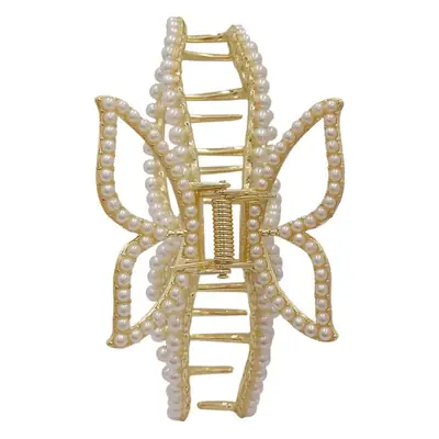 Elegant Shark Clip Hairpin with Pearl Beads