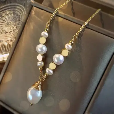 Natural Freshwater Pearl Necklace for Women Autumn Winter