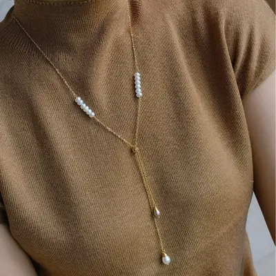 Natural Freshwater Pearl Necklace Women's Pull-out Design