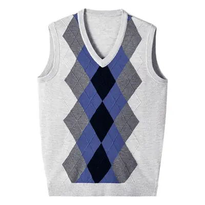 Men's Black V-Neck Knitted Sleeveless Vest