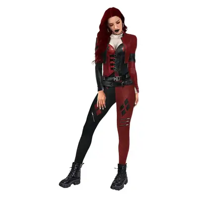 AliExpress Printed Cos Clown Female Jumpsuit Black Red Slim Fit
