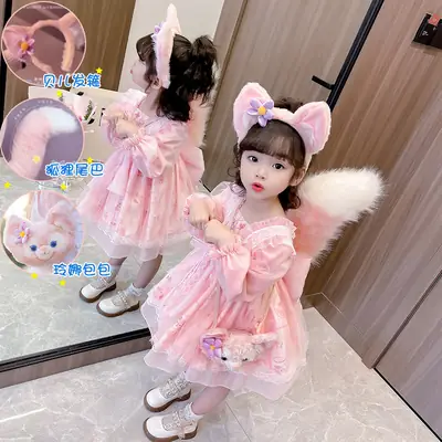 2025 Girls Star Dew Mesh Princess Dress Korean Lolita Style Dress