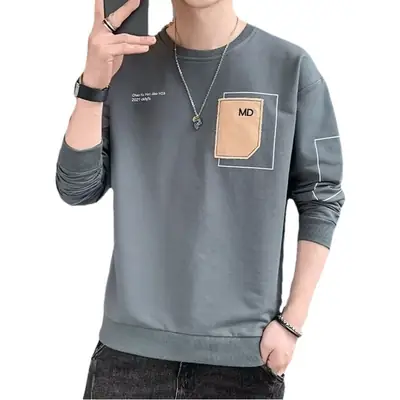 Men's White Long Sleeve T-Shirt Loose Fit 2022