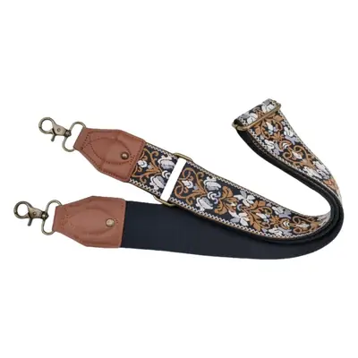 Adjustable Ethnic Shoulder Bag for Women Brown Floral Pattern