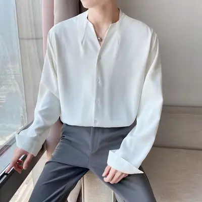 Men's Black Button Down Shirt Lazy Summer