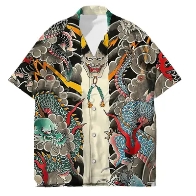 Men's 3D Printed Dragon Shirt Large Size Casual Wear