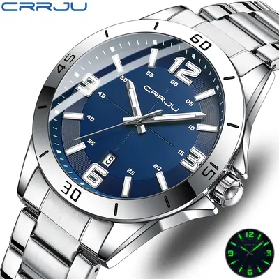 Men's Black Steel Band Watch with 30 Minute Display