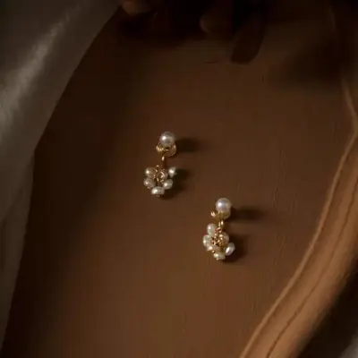Natural Baroque Pearl Grape Earrings for Women