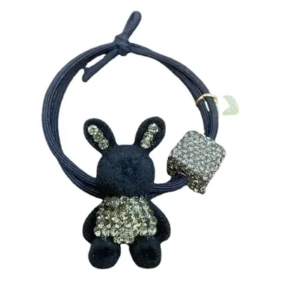 Korean Style Bunny Hair Rope with Rhinestone & Elastic Band
