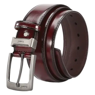 Men's Brown PU Leather Belt with Silver Buckle