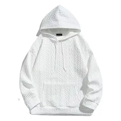 Men's White Knitted Hooded Hoodie Long Sleeve Spring Autumn