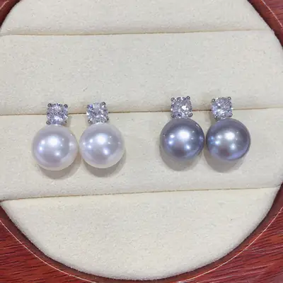Natural Freshwater Pearl Earrings 9.5mm Large Point