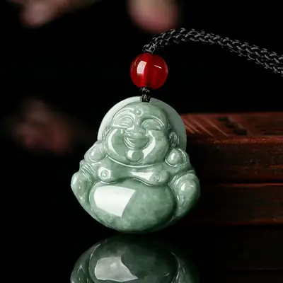 Natural Jade Buddha Pendant Necklace for Men Women