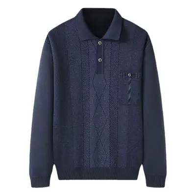 Men's Navy Blue Velvet T-Shirt Winter Jacket with Pocket
