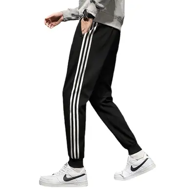 Men Black Leg-Tied Sweatpants with Rope Detail