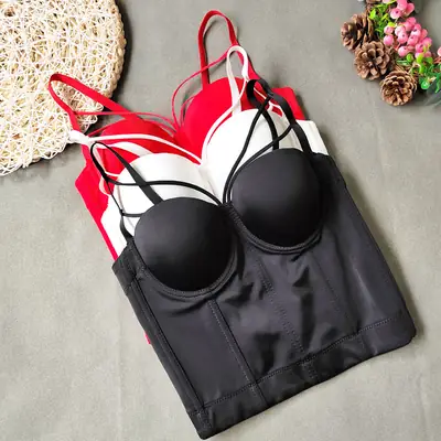 Red Fishbone Bra Top Vest for Women