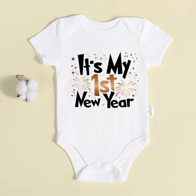 Baby New Year T-Shirt Grey Cotton 1st Baby