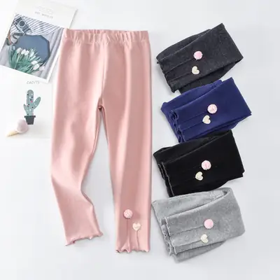 Black Cotton Leggings for Girls Spring Autumn