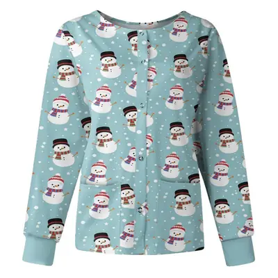 2022 Printed Crewneck Christmas Top for Women
