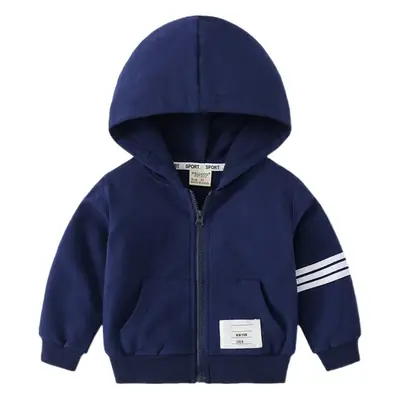 Autumn Zipper Hoodie Blue Kids Casual Wear