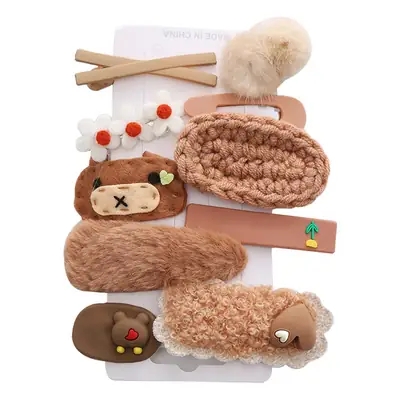 Cute Bear Hairpins for Girls with Plush Pom Pom