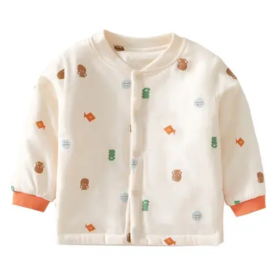 Baby Cotton Padded Coat Girls Winter Orange Trim