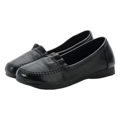 Women's Hand-Stitched Leather Loafers Brown Flat Shoes