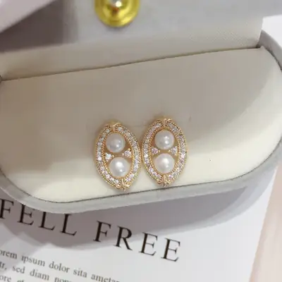 Zhuji Pearl Earrings 18K Gold Filled French Palace Style