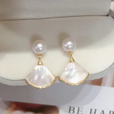 Natural Freshwater Pearl Earrings 18K Gold Filled
