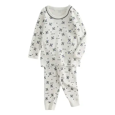 Children Pure Cotton Autumn Trousers Set White