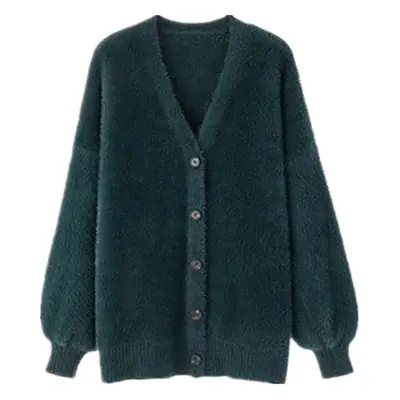 Japanese Style Mink Velvet V Neck Knitted Cardigan Women