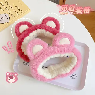 Strawberry Bear Plush Hair Band for Girls
