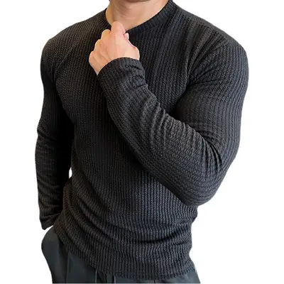 Men's Black Knitted Long Sleeve Sweater 2022