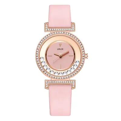 Women's Red Leather Strap Diamond Watch