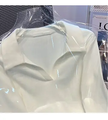 Women Green Polo Collar T-Shirt Autumn Winter