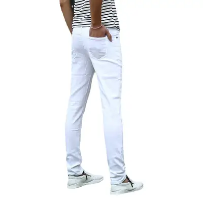 White Slim Fit Pencil Pants for Men 2021 Spring