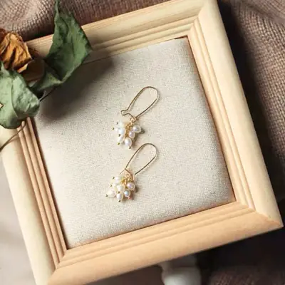 Natural Pearl Earrings with Gold Plating