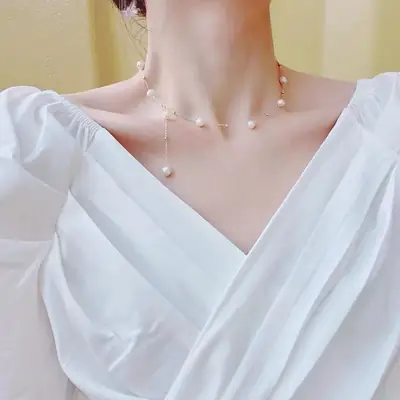 6MM Flat Star Pearl Necklace for Women