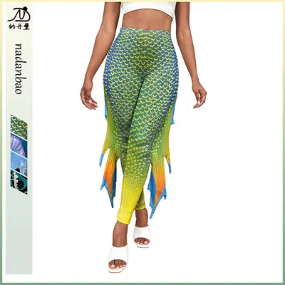 Mermaid Tail Fish Scale Printed Pants for Women