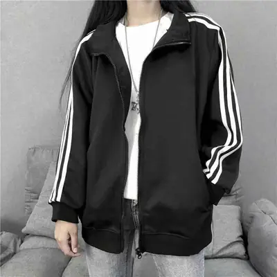 Women's White Three Bar Jacket Korean Thin Summer Coat