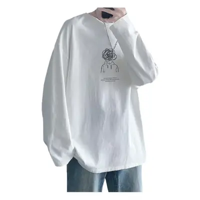 Men Long Sleeve T-Shirt Black Loose Winter Inner Top