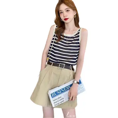 Plus Size Striped Camisole Women Summer Top