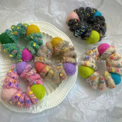 Handmade Winding Hair Rope with Colorful Balls