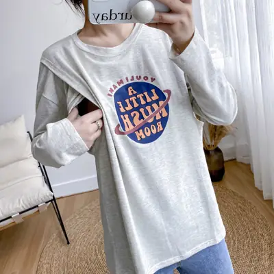 Pregnant Women's Long Sleeve T-Shirt with "Happy New Mom" Design